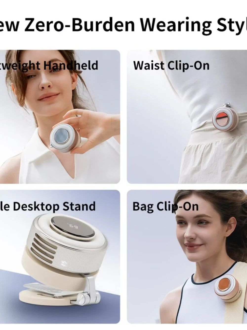 Portable Rechargeable Neck Fan with Magnetic Phone Holder & Digital Battery